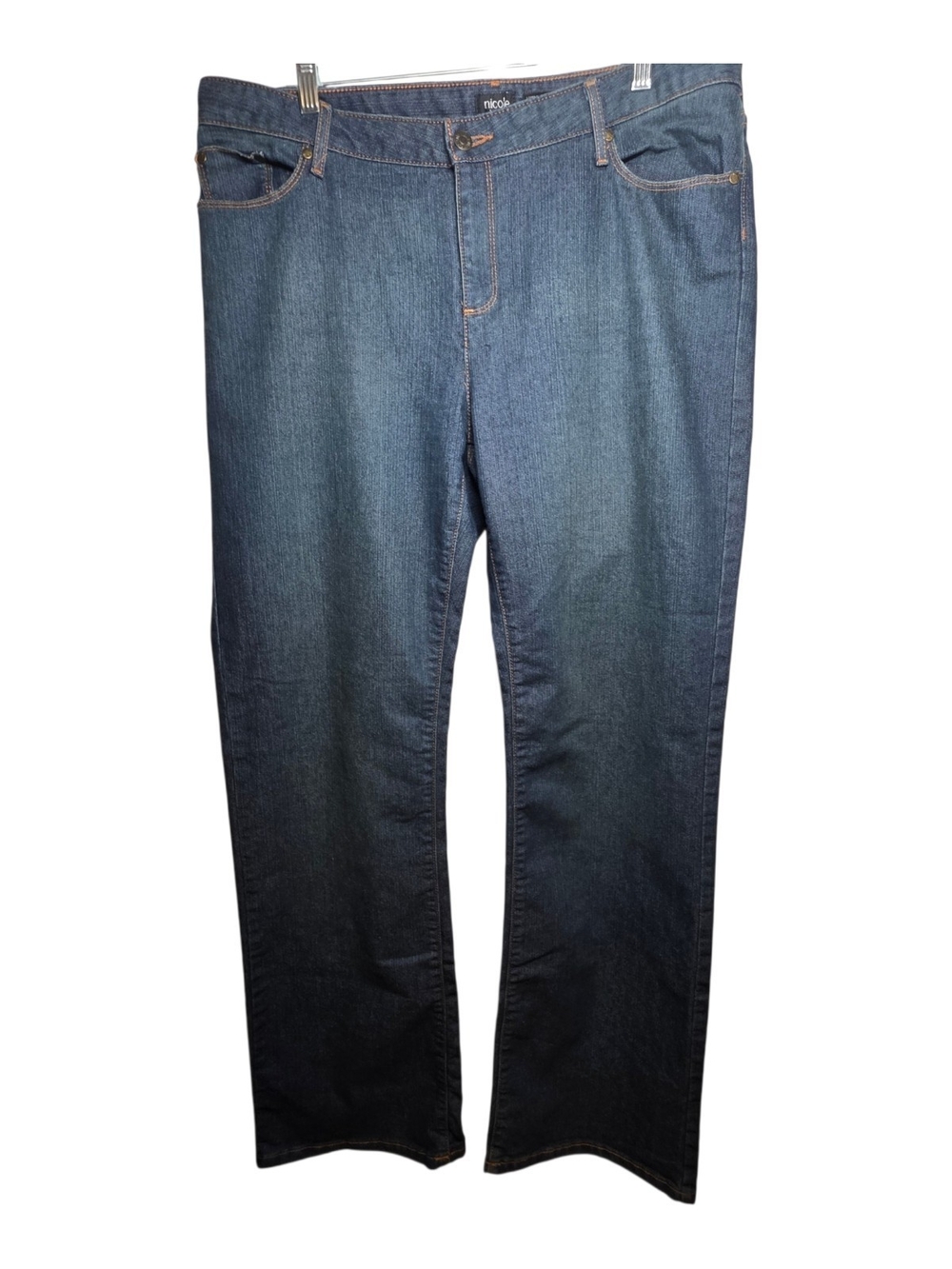 nicole by Nicole Miller Dark Wash Straight Leg Jeans Size 16 EUC Stretch Denim